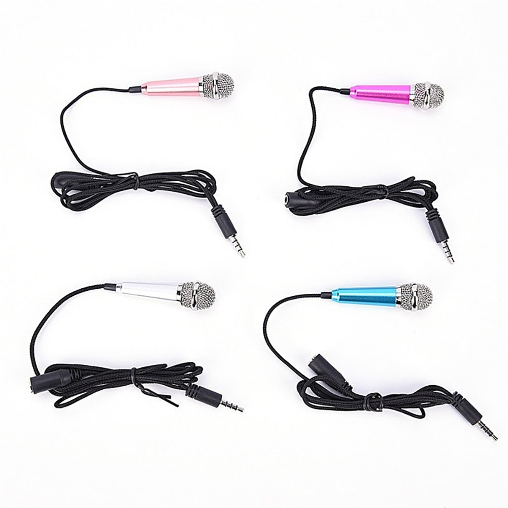 mini Portable 3.5mm Stereo Studio Mic KTV Karaoke Mini Microphone For Smart Phone Laptop PC Desktop Handheld Audio Microphone