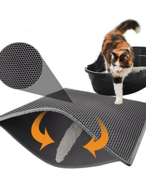 Load image into Gallery viewer, 1Pc Non-slip Pet Cat Litter Mat Double Layer Cat Litter Trapping Pets Mat Pad Bottom Waterproof Pet Litter Cat Mat Easy Clean
