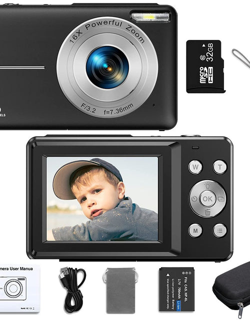 Load image into Gallery viewer, Digital Camera Children Camera for Children Camcorder with 16x Zoom Compact Cameras 1080P 44MP Cameras for Beginner Photography
