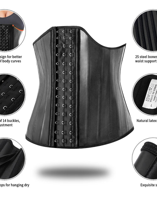 Load image into Gallery viewer, Latex Waist Trainer Corset Slimming Sheath Flat Belly Shapewear Women Body Shaper Modeling Strap Reductive Girdle 25 Steel Bones
