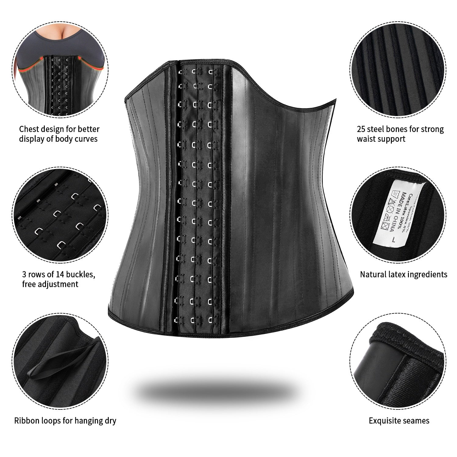 Latex Waist Trainer Corset Slimming Sheath Flat Belly Shapewear Women Body Shaper Modeling Strap Reductive Girdle 25 Steel Bones