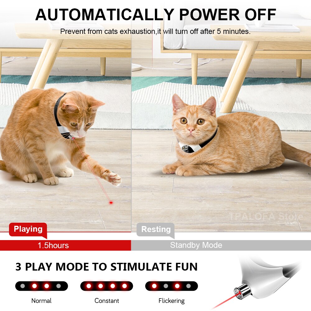 Pet Smart Cat Toys Cat Laser Collar USB Rechargeable Cat Laser Pointer Collar Cat Exercise Toy Interactive Pets Cats Accessories