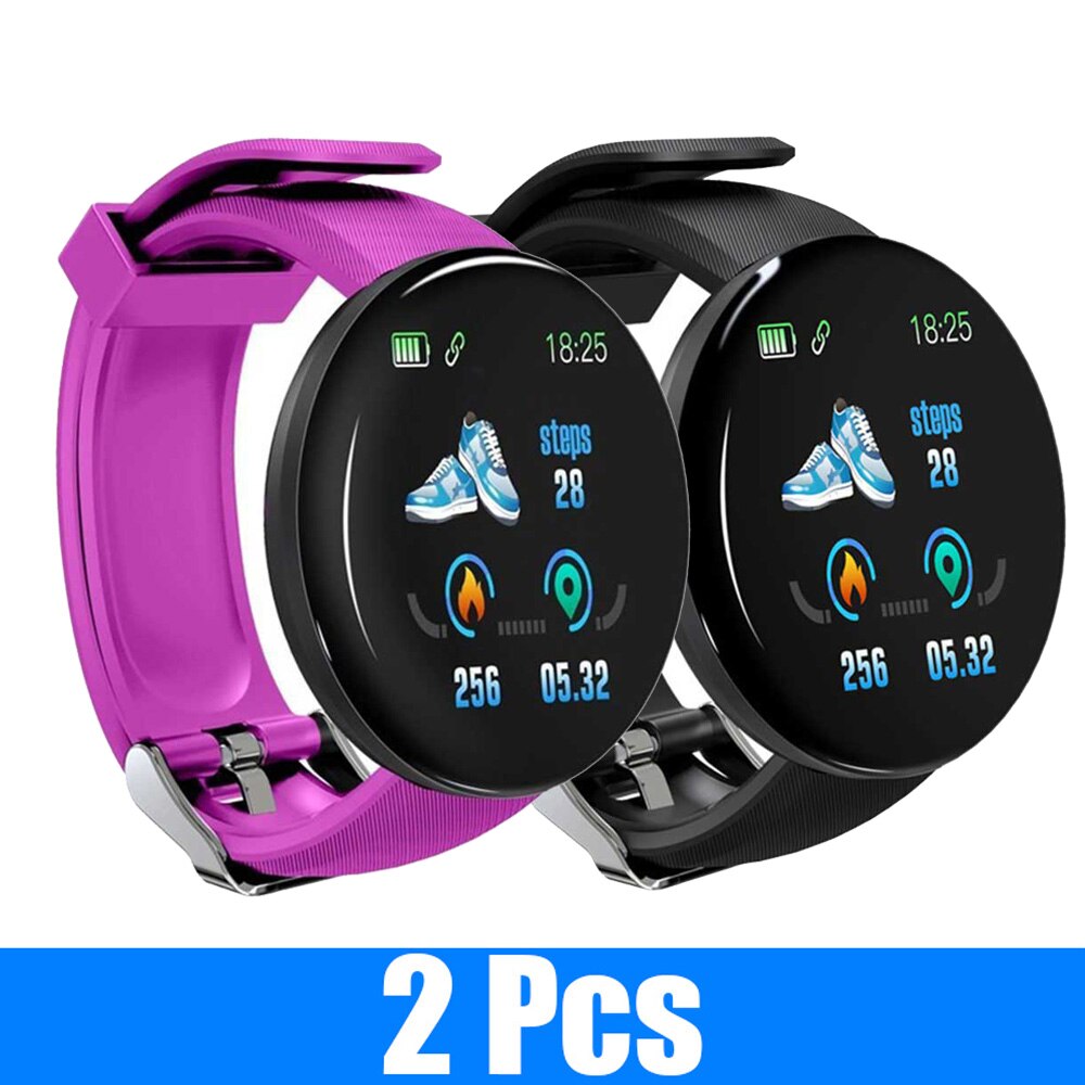 2Pcs D18 Smart Watch Men and women digital Watch Bluetooth Sports fitness tracker pedometer D18S smart watch for Android iOS