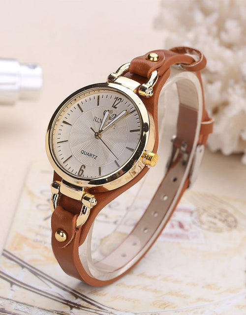 Load image into Gallery viewer, Women Casual Watches Round Dial Rivet PU Leather Strap Wristwatch Ladies Analog Quartz Watch Gifts Accessories
