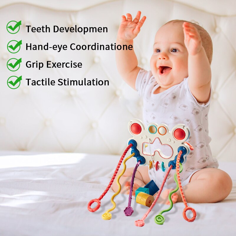 Sensory Development Baby Toys Pull String Finger Grasp Training Early Learning Education Toys Teething Toy 1-3Y