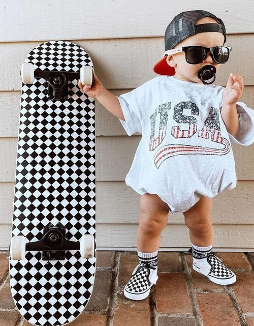 Load image into Gallery viewer, Baby Boys USA Print T-Shirt Romper Newborn Bebe Short Sleeve Sweatshirt Onesie Toddler Girls Romper 0-24M Jumpsuits 2023 Summer
