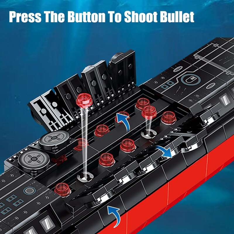 Military 1003pcs Ohio-class Nuclear Power Submarine Building Blocks Navy Battleship MOC Weapon Bricks Toys Gifts For Children