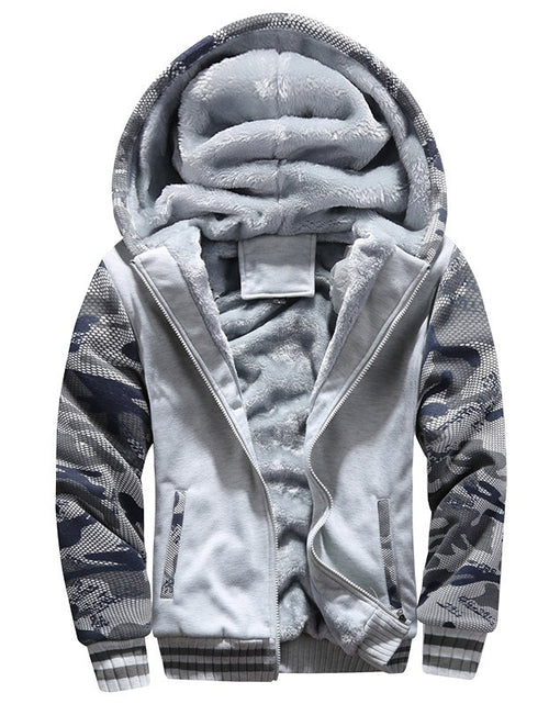 Load image into Gallery viewer, Men Winter Camouflage Jacket Fashion Wool Thicken Jackets Hooded Fleece Long Sleeve Coat Male Casual Streetwear Men&#39;s Clothing
