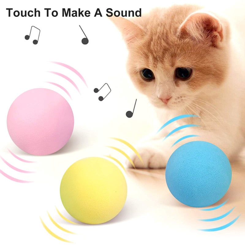 Smart Cat Toys Interactive Ball Smart Touch Bird Frog Cricket Sound Balls Pets Chewing Playing Toy Catnip Cat Training Supplies