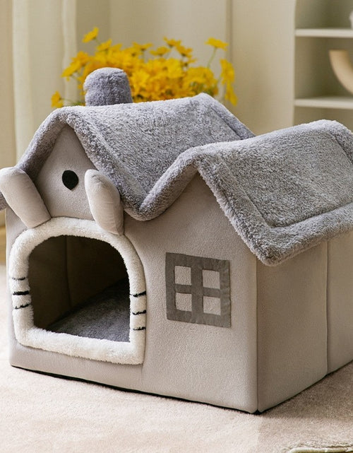 Load image into Gallery viewer, Soft Cat Bed Deep Sleep House Dog Cat Winter House Removable Cushion Enclosed Pet Tent For Kittens Puppy Cama Gato Supplies
