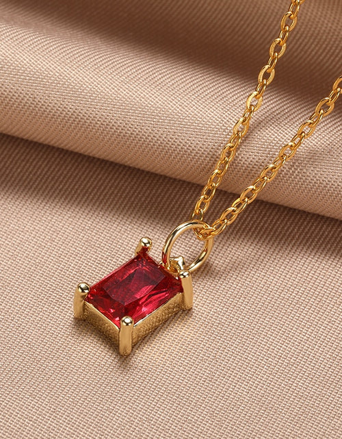 Load image into Gallery viewer, Korean Square Zircon Stone Pendant Necklaces  Color Stainless Steel Multicolor Crystal Necklaces Choker  collares para mujer
