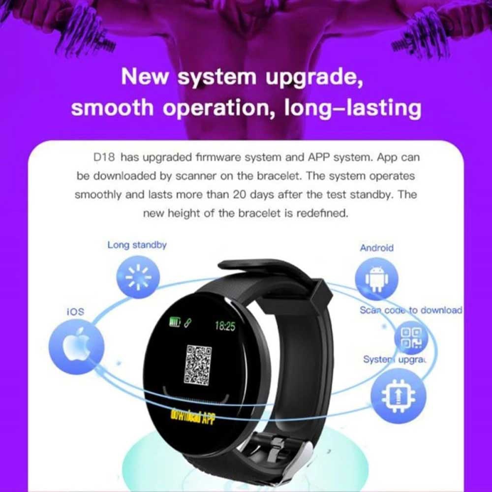 2Pcs D18 Smart Watch Men and women digital Watch Bluetooth Sports fitness tracker pedometer D18S smart watch for Android iOS