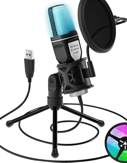 Load image into Gallery viewer, USB Microphone RGB Microfone Condensador Wire Gaming Mic for Podcast Recording Studio Streaming Laptop Desktop PC
