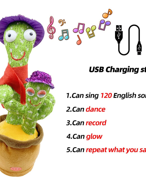 Load image into Gallery viewer, Dancing Cactus Toy Repeat Talking USB Charging Can Sing Record Cactus Bailarín Dansant Kids Education Toys Birthday Present
