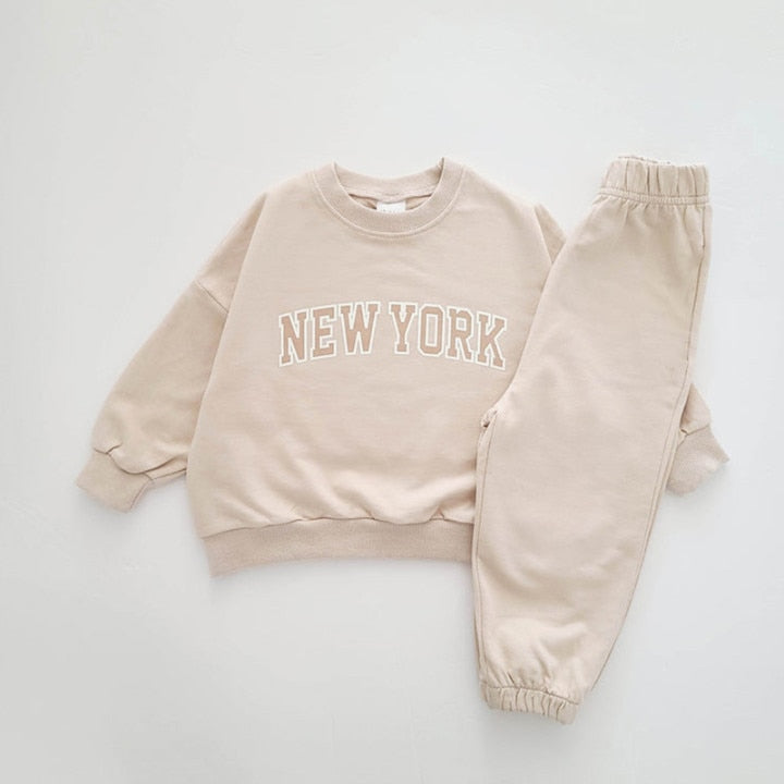 Kids New York Sweatshirt & Jogger Pants Set 2023 Autumn New Baby Girls Clothes Toddler Hoodie and Pants 2 Pcs Outfit