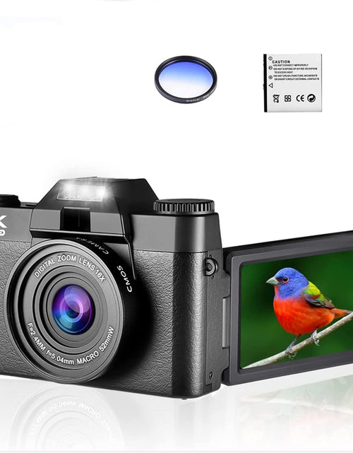 Load image into Gallery viewer, 48MP Digital Camera 4K UHD Vlogging Camcorder 3.0&quot; 180° Flip Screen Selfie Digital Webcam For YouTube Wide Angle Macro Lens
