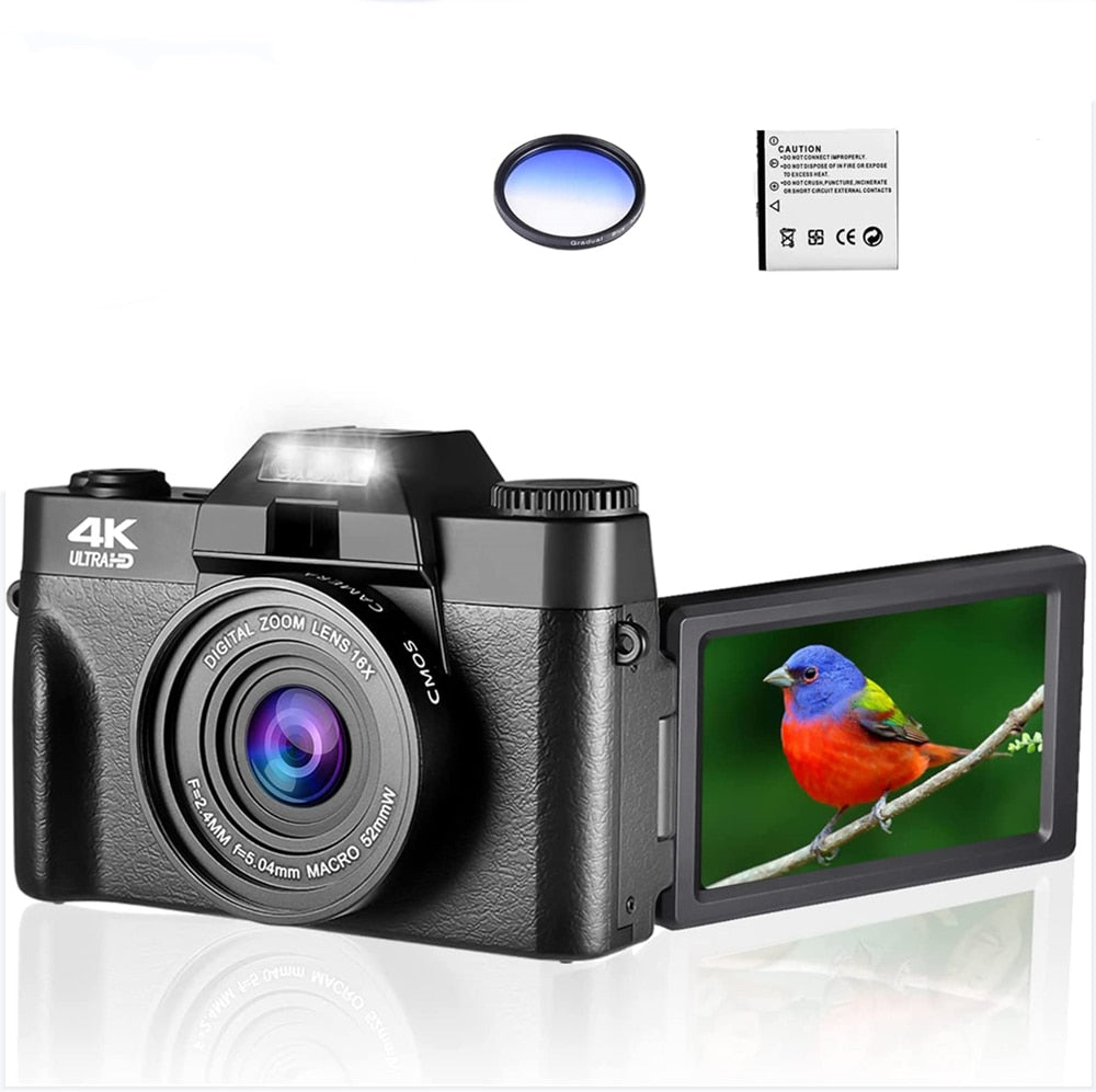 48MP Digital Camera 4K UHD Vlogging Camcorder 3.0&quot; 180° Flip Screen Selfie Digital Webcam For YouTube Wide Angle Macro Lens