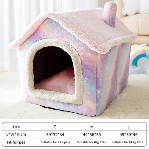 Load image into Gallery viewer, Soft Winter Cat Bed Deep Sleep House Dog Cat House Removable Cushion Enclosed Pet Bed For Cats Kittens Puppy Cama Gato Supplies
