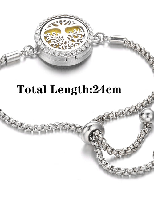 Load image into Gallery viewer, Aromatherapy Bracelet Diffuser Locket Tree of Life Adjustable Perfume Essential Oil Diffuser Bracelet Crystal Magnetic for Women
