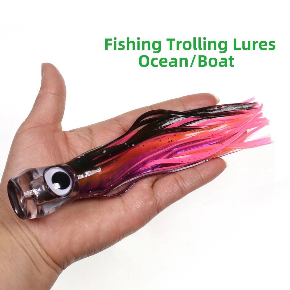 1PCS Sea Fishing Lure 55g/17CM Boat Fishing Troll Bait Acrylic Resin Octopus Bionic Squid Fishing Bait Feather Skirt