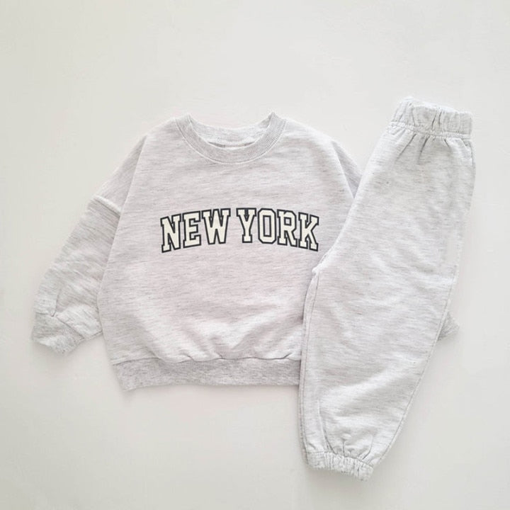 Kids New York Sweatshirt & Jogger Pants Set 2023 Autumn New Baby Girls Clothes Toddler Hoodie and Pants 2 Pcs Outfit