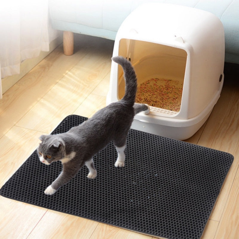 1Pc Non-slip Pet Cat Litter Mat Double Layer Cat Litter Trapping Pets Mat Pad Bottom Waterproof Pet Litter Cat Mat Easy Clean