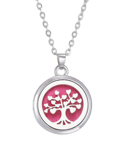 Load image into Gallery viewer, Tree of Life Aromatherapy Necklace Perfume Essential Oil Diffuser Open Stainless Steel  Locket Pendant Aroma Diffuser Necklace
