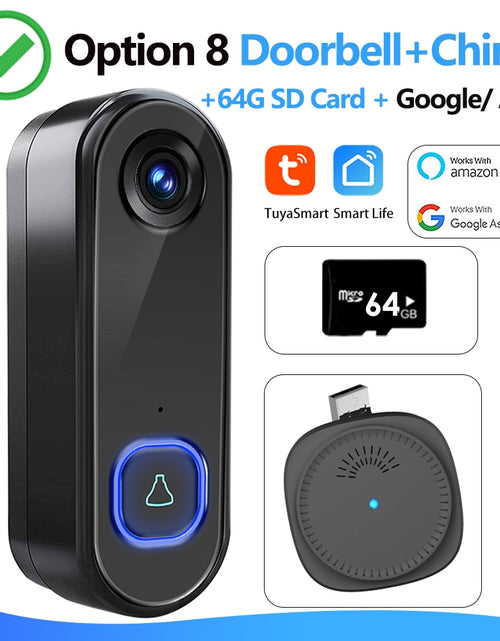 Load image into Gallery viewer, TUYA Video Doorbell WiFi  Wireless Outdoor Door Bell Camera AC DC Power 1080P Video Door Phone Waterproof IP65 Alexa Google Home
