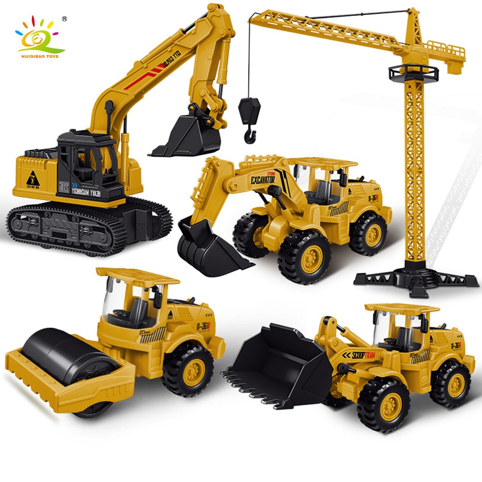 Engineering Plastic Inertia Car City Construction Excavator Crane Dump Truck Classic Vehicle Toys For Children