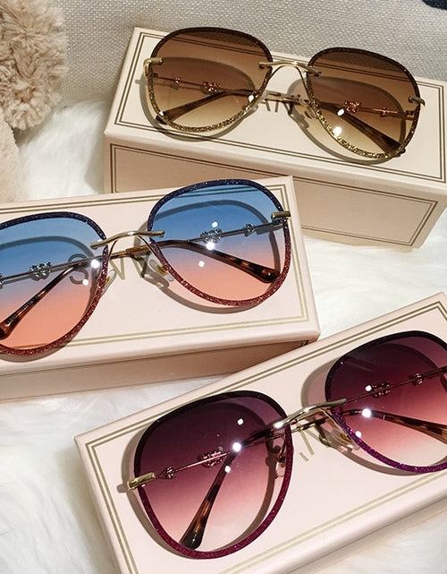 Load image into Gallery viewer, 2023 New Diamond Sunglasses Female Brand Design Imitation Rhinestones Gradient Lens UV400 Pilot Sun Glasses Women Shades S316
