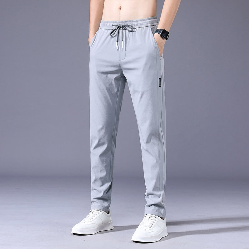 2023 Men&#39;s Trousers Spring Summer New Thin Green Solid Color Fashion Pocket Applique Full Length Casual Work Pants Pantalon