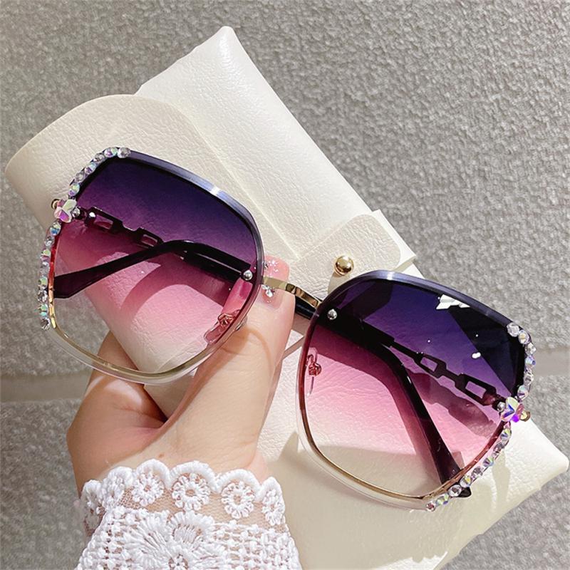 2022 New Fashion UV400 Sunglasses Women High Quality Rhinestones Big Frame Sun Glasses Outdoor Sport Cycling Glasses Shades