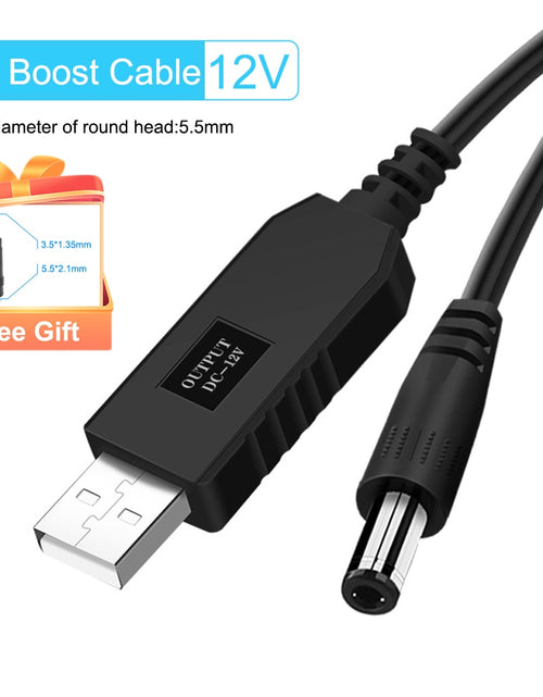 Load image into Gallery viewer, WiFi to Powerbank Cable Connector DC 5V to 12V USB Cable Boost Converter Step-up Cord for Wifi Router Modem Fan Speaker
