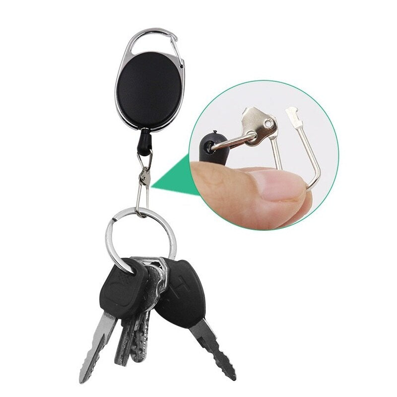 1-4pcs Retractable Key Chain Reel Badge Holder with Quick Release Spring Clip