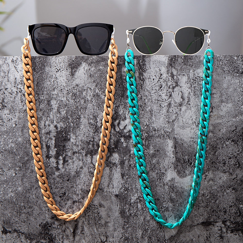 Acrylic Reading Glasses Chain Women Anti Slip Amber Leopard Color Sunglasses Chain Mask Strap Neck Lanyard Accessories