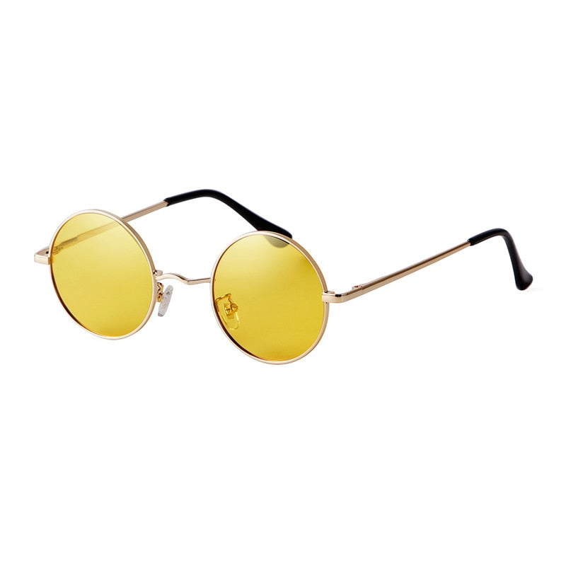 Round Sunglasses Men Polarized UV400 High Quality Brand Design Vintage Retro Circle Frame Sun Glasses Women Yellow Lens 801B