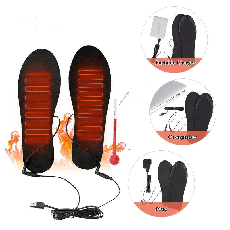 USB Heated Shoe Insoles Feet Warm Sock Pad Mat Electrically Heating Insoles Washable Warm Thermal Insoles Unisex