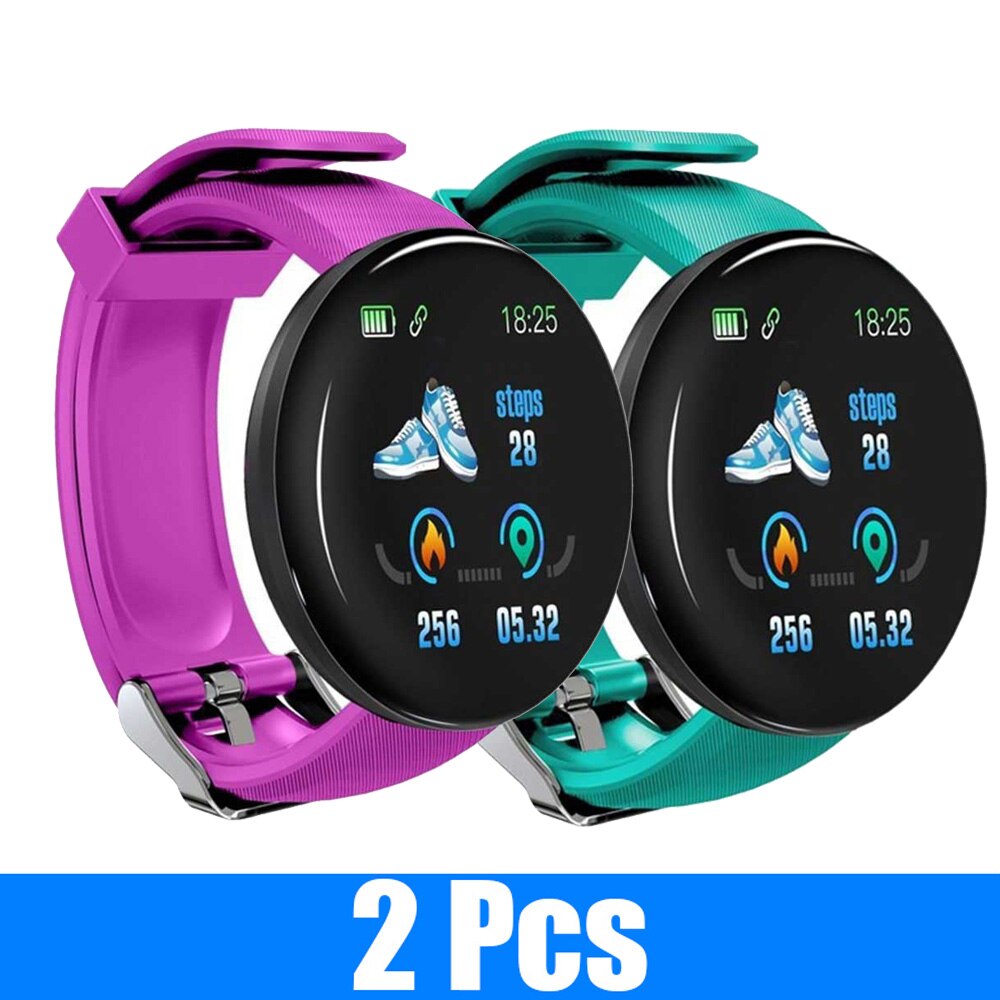 2Pcs D18 Smart Watch Men and women digital Watch Bluetooth Sports fitness tracker pedometer D18S smart watch for Android iOS