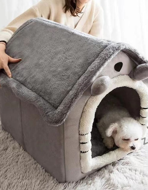 Load image into Gallery viewer, Soft Cat Bed Deep Sleep House Dog Cat Winter House Removable Cushion Enclosed Pet Tent For Kittens Puppy Cama Gato Supplies
