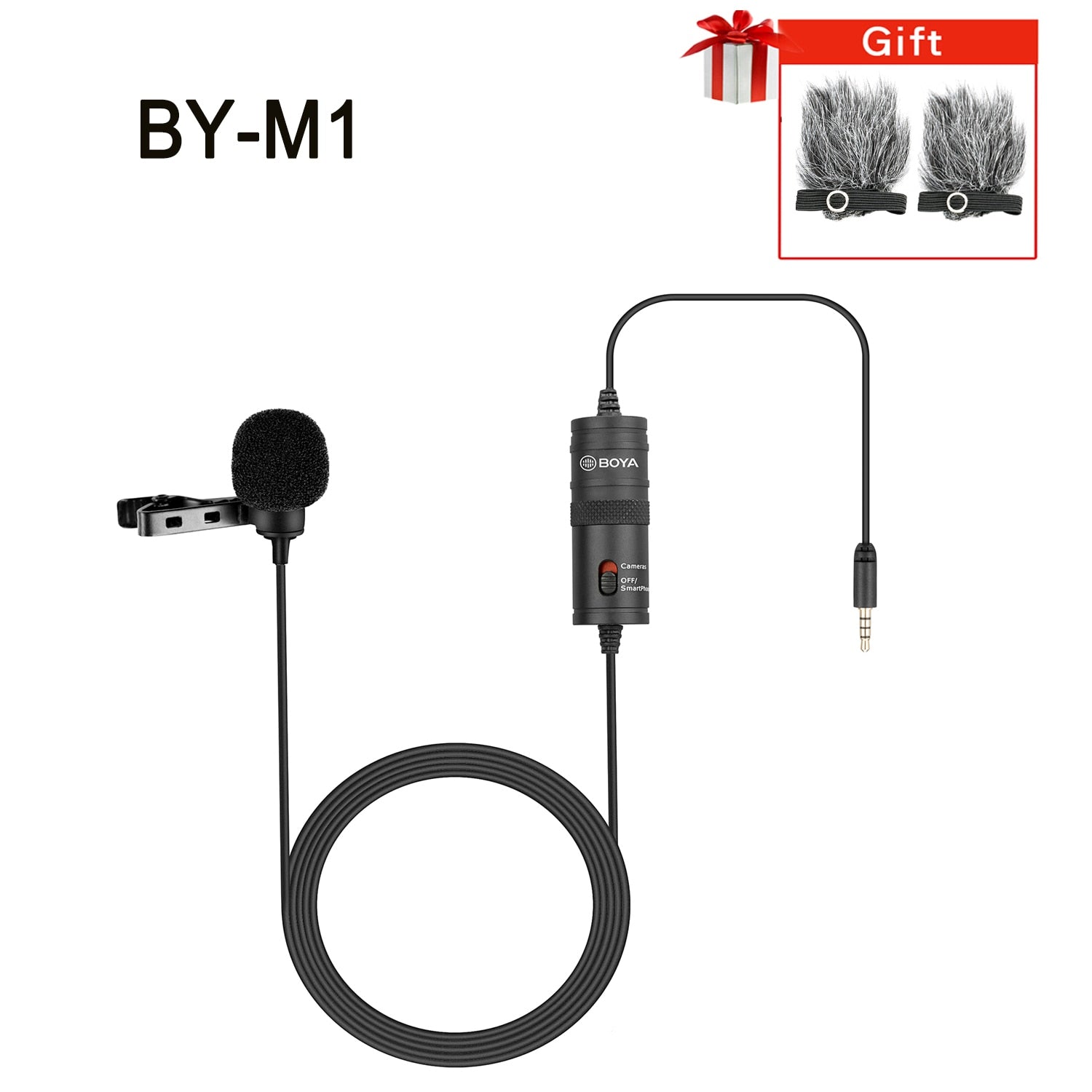 BY-M1 Condenser Lavalier Lapel Clip-on Microphone 3.5mm TRRS 6M Mic For PC iphone DSLR Camera YouTube Recording Streaming