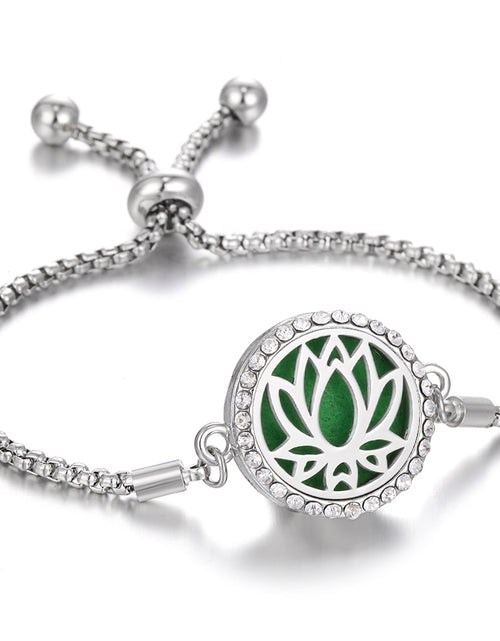 Load image into Gallery viewer, Aromatherapy Bracelet Diffuser Locket Tree of Life Adjustable Perfume Essential Oil Diffuser Bracelet Crystal Magnetic for Women
