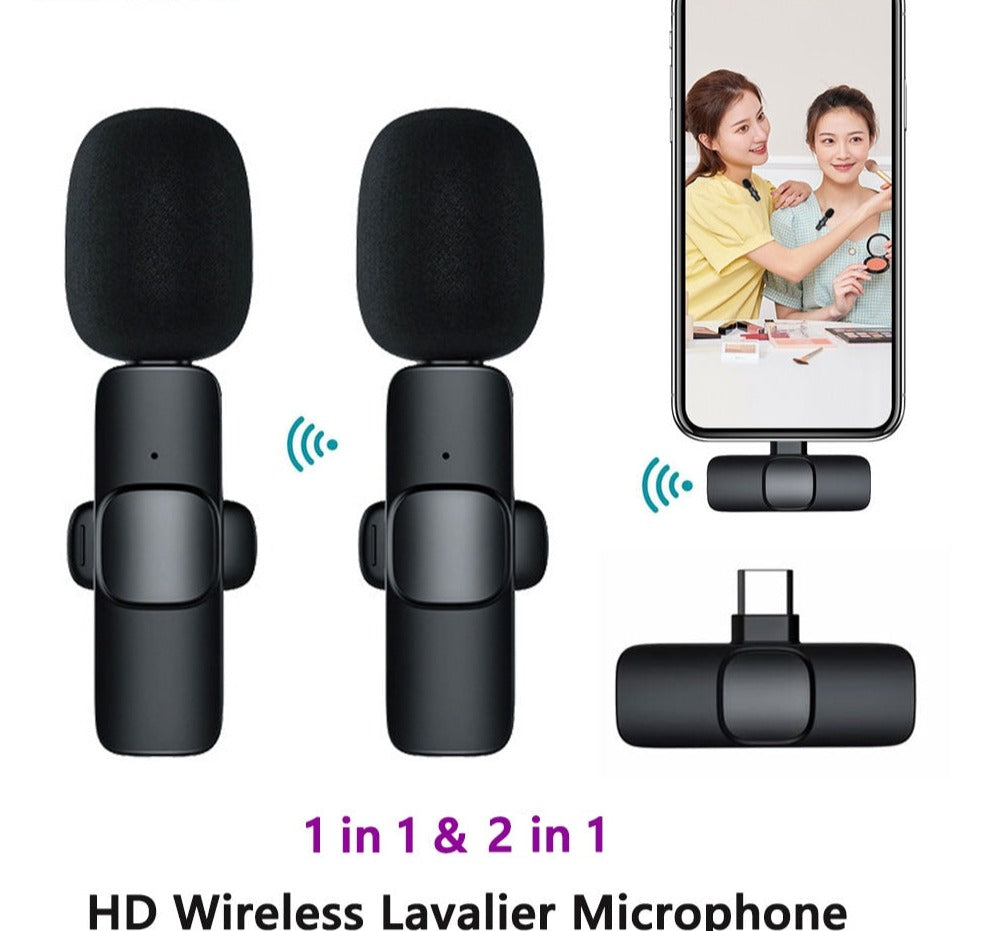 New Wireless Lavalier Microphone Portable Audio Video Recording Mini Mic for iPhone Android Live Broadcast Gaming Phone Mic