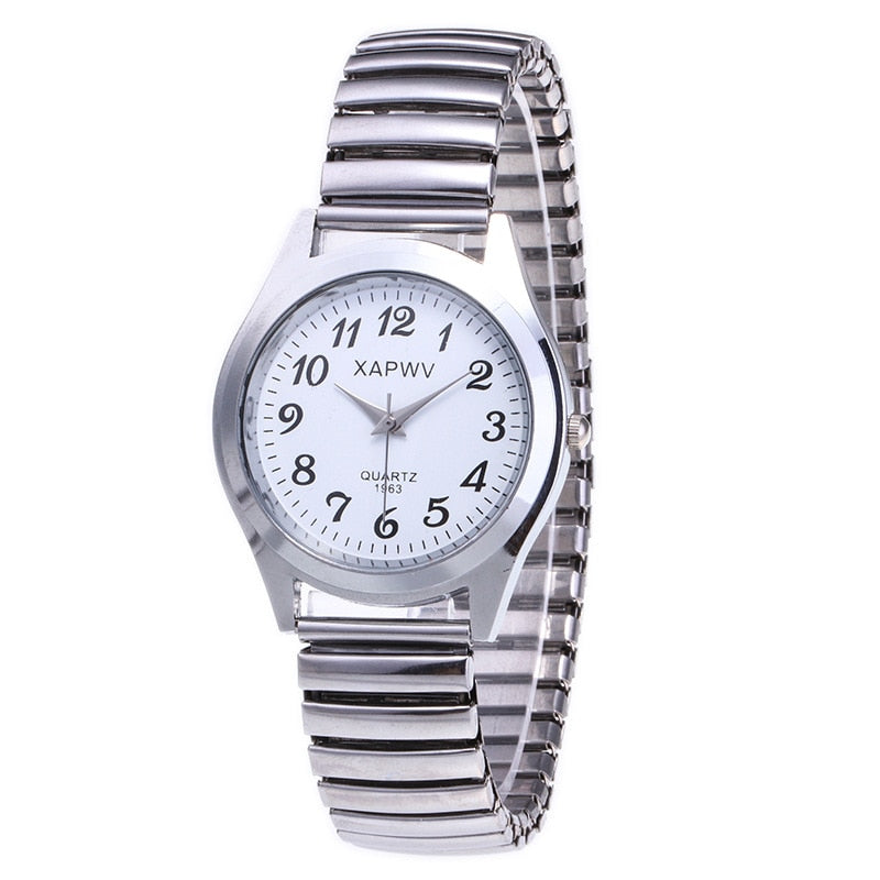 Women Men Watch Flexible Elastic Band Quartz Wrist Watch Steel Strap Couple Watch Gift