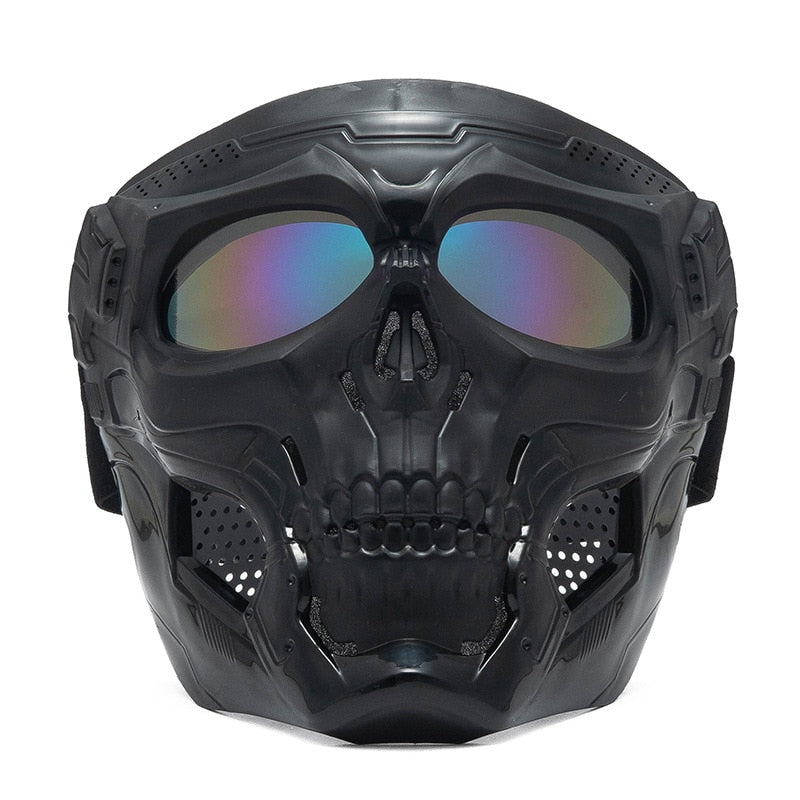 Cool Skull Motorcycle Face Mask with Goggles Modular Goggles Mask Open Face Motorcycle Helmet Moto Casco Cycling Headgear