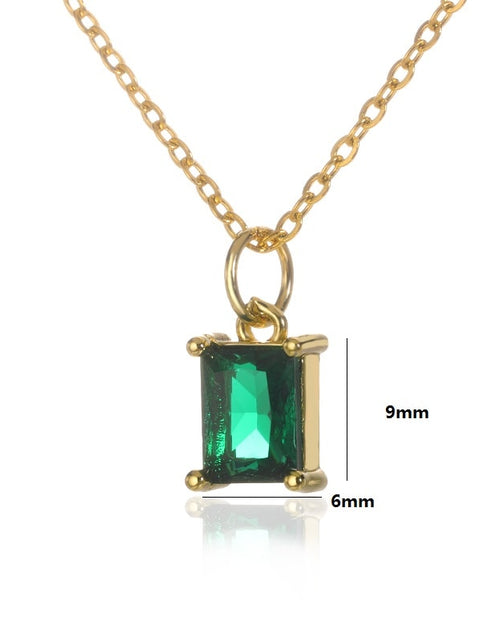 Load image into Gallery viewer, Korean Square Zircon Stone Pendant Necklaces  Color Stainless Steel Multicolor Crystal Necklaces Choker  collares para mujer
