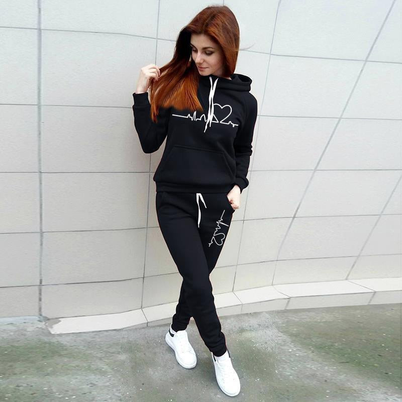 Autumn Women&#39;s Tracksuit Female Pullover Hoodies Jogging Pants 2 Piece Set Women Sweatshirt Sports Clothing Winter Warm Outfits