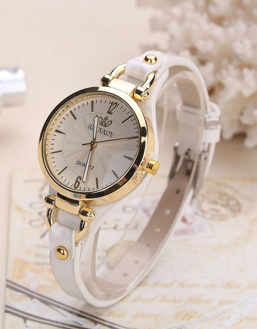 Load image into Gallery viewer, Women Casual Watches Round Dial Rivet PU Leather Strap Wristwatch Ladies Analog Quartz Watch Gifts Accessories
