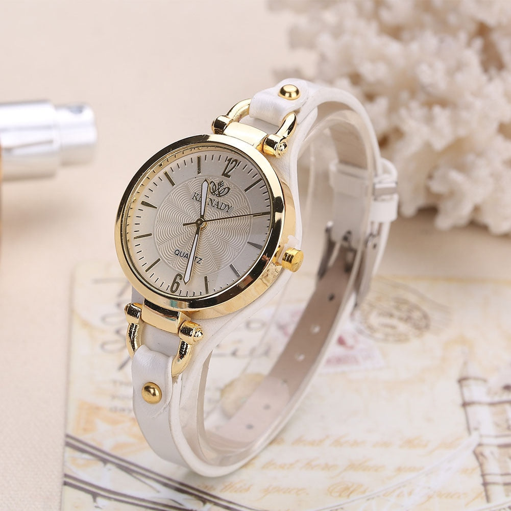 Women Casual Watches Round Dial Rivet PU Leather Strap Wristwatch Ladies Analog Quartz Watch Gifts Accessories