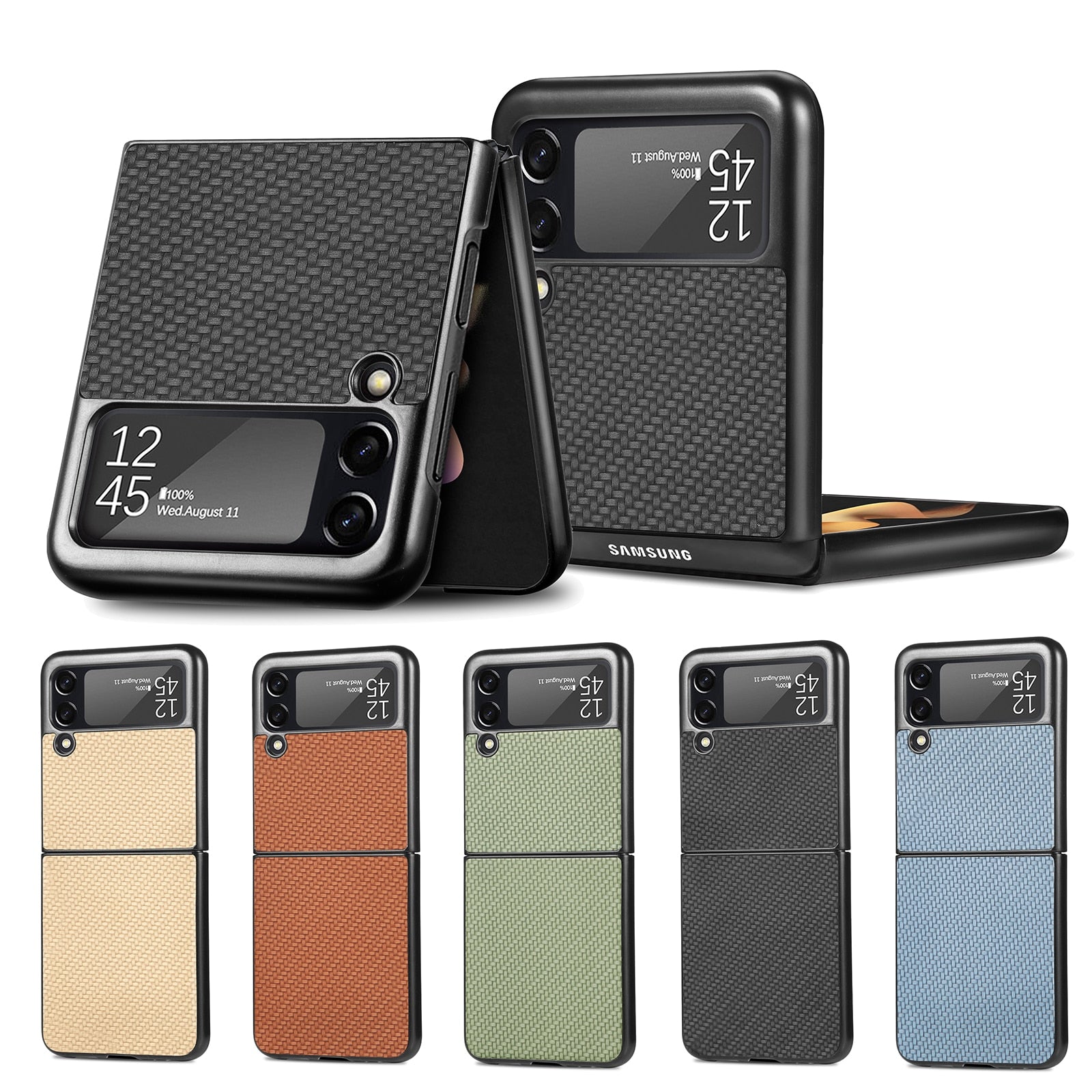 Luxury Carbon Fiber Slim Case for Samsung Galaxy Z Flip 3 4 5G Flip3 Flip4 Phone Protective Cover Coque for Samsung Z Flip 4