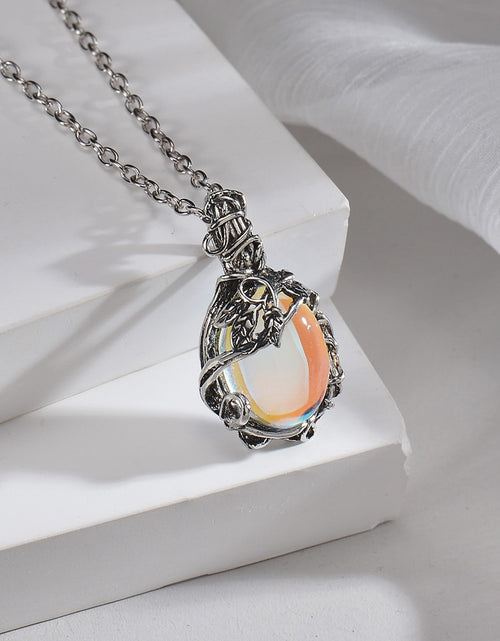 Load image into Gallery viewer, Accessories Fashion Peach Heart Water Drop Pendant Necklace Purple Crystal Egirl Sweet Cool Clavicle Chain Aesthetic Jewelry
